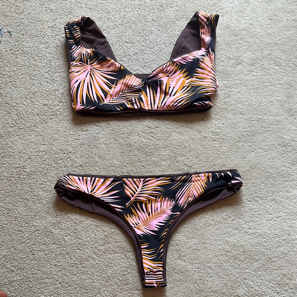 Tropical Palm Print Bikini Set